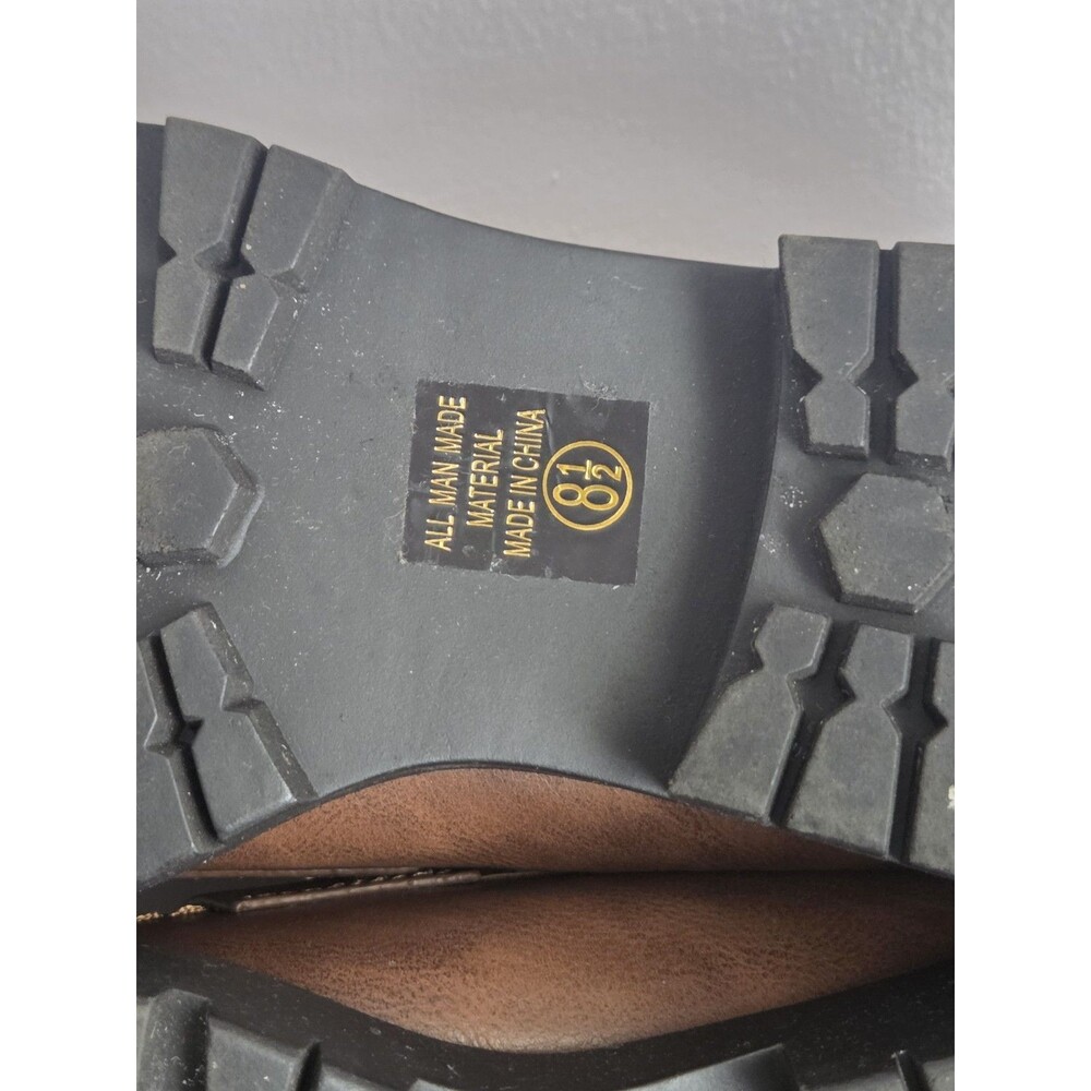 Y2K Chunky Loafers Sz 8.5 Brown Vegan‎ Leather Block Heel Preppy Grunge Academia - Picture 7 of 7